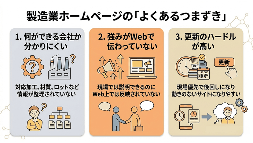 町工場・中小製造業のホームページで、よくあるつまずき