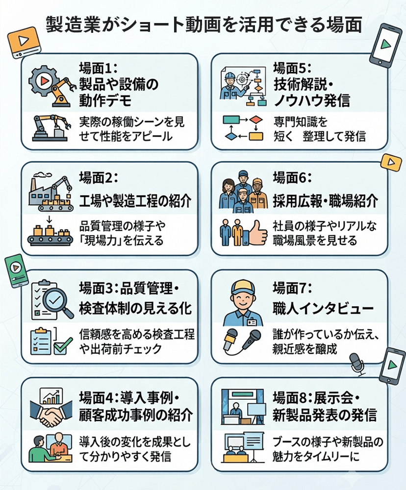 製造業がショート動画を活用できる場面