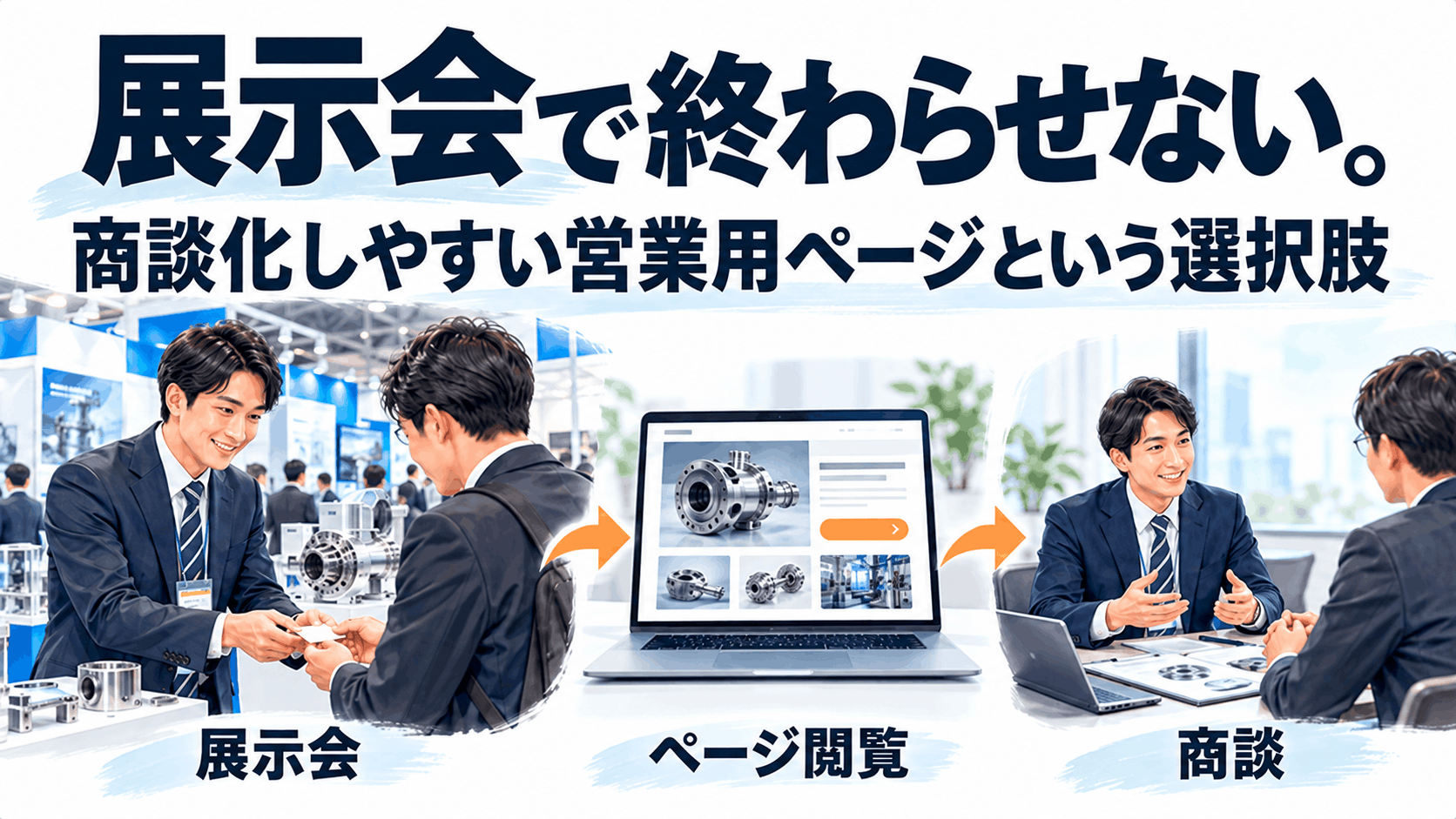 展示会で名刺交換して終わらないために。“商談化しやすい営業用ページ”を持つべき理由【製造業ホームページ運用】